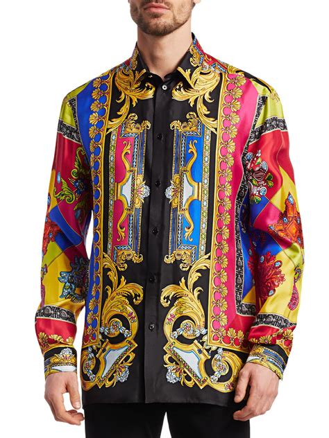 versace silk shirt men's|versace shirt men's price.